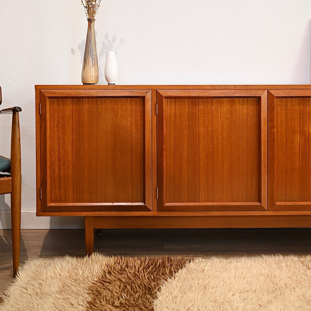 Mid Century Teak Sideboard Record Cabinet by Wrightbilt