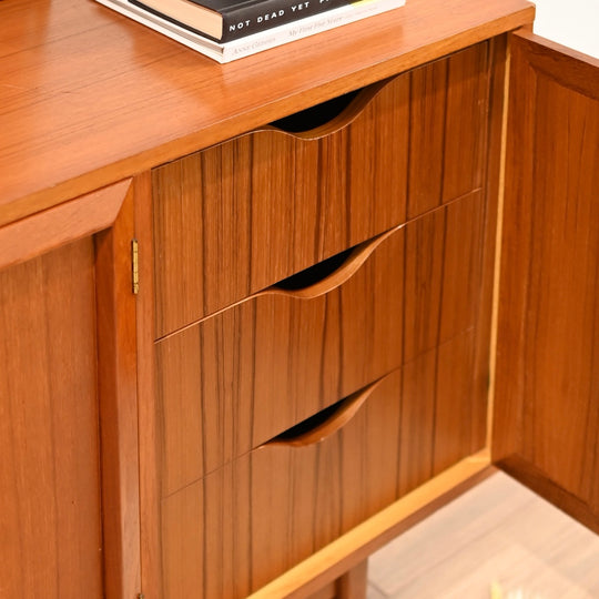 Mid Century Teak Sideboard Record Cabinet by Wrightbilt