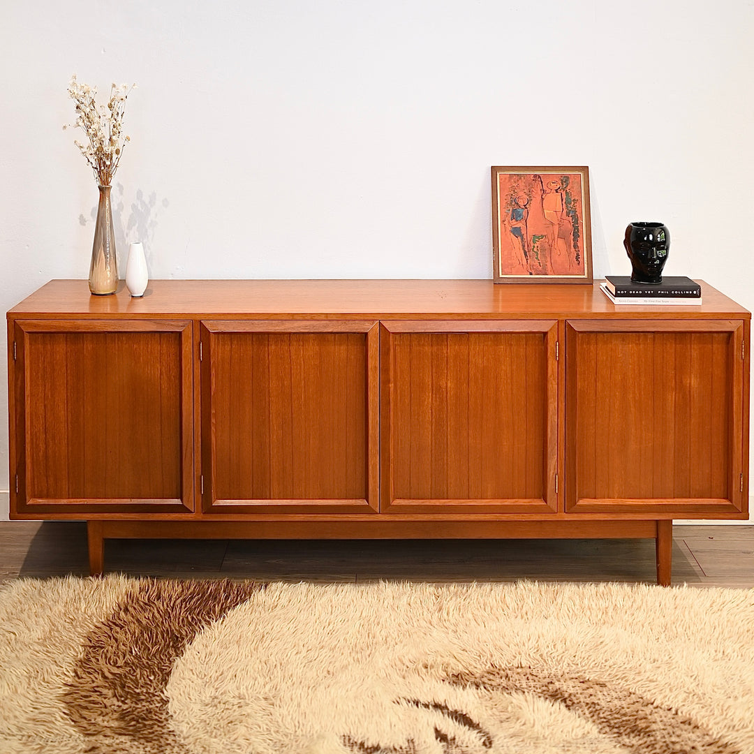 Mid Century Teak Sideboard Record Cabinet by Wrightbilt