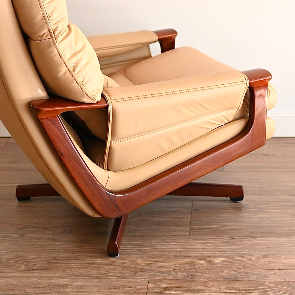 Mid Century Tessa T21 Leather Swivel Armchair