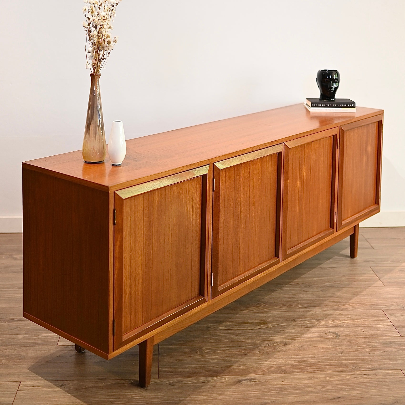 Mid Century Teak Sideboard Record Cabinet by Wrightbilt