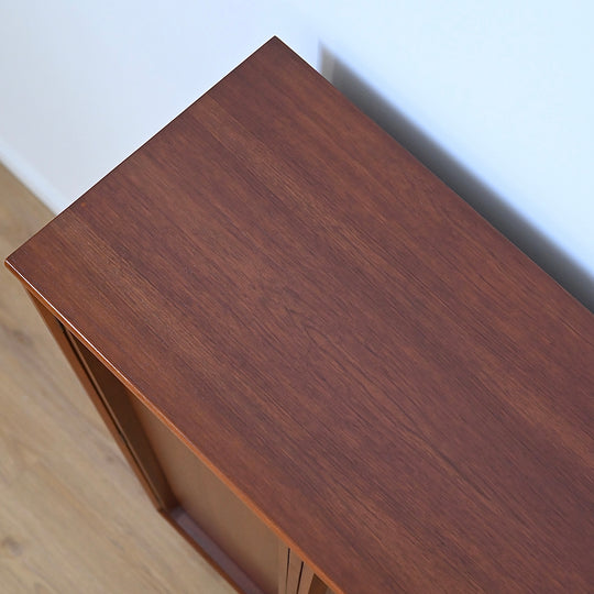 Mid Century Walnut Sideboard Credenza Display Bar Cabinet by Chiswell