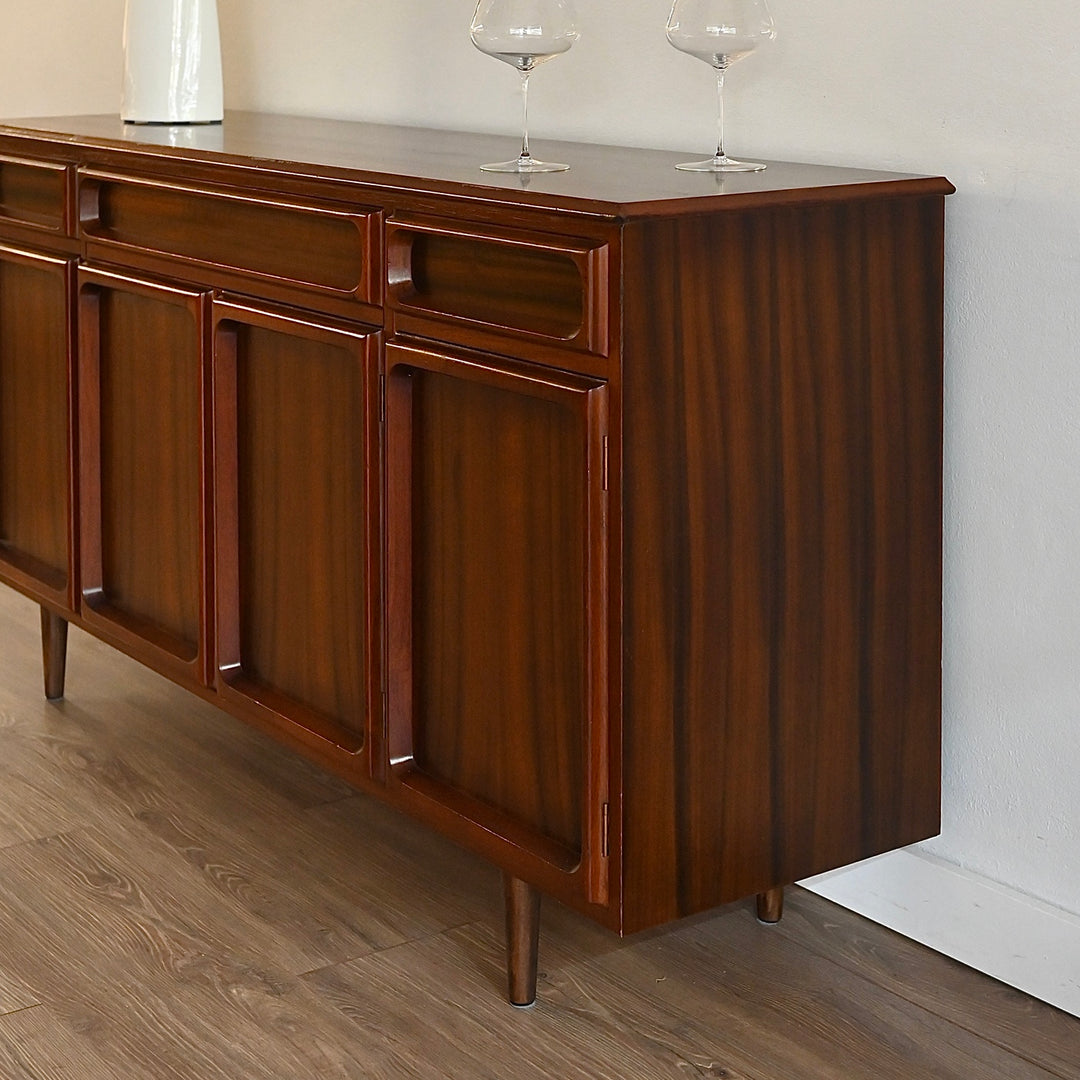 Mid Century Walnut Sideboard Buffet LP Cabinet by Chiswell