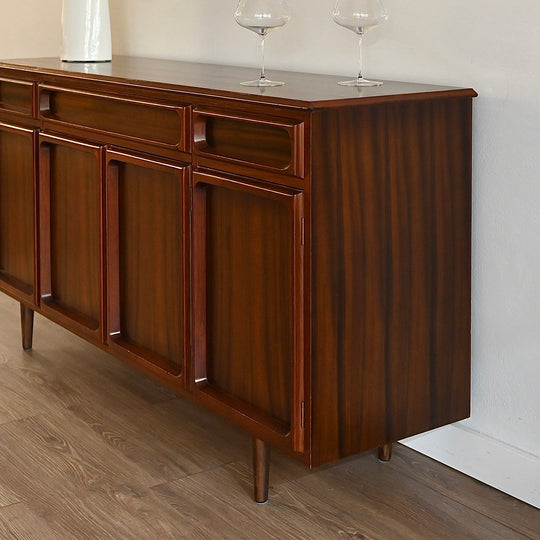 Mid Century Walnut Sideboard Buffet LP Cabinet by Chiswell