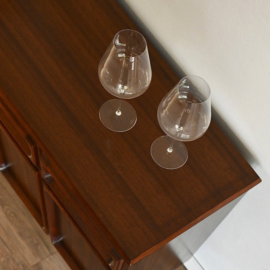 Mid Century Walnut Sideboard Buffet LP Cabinet by Chiswell