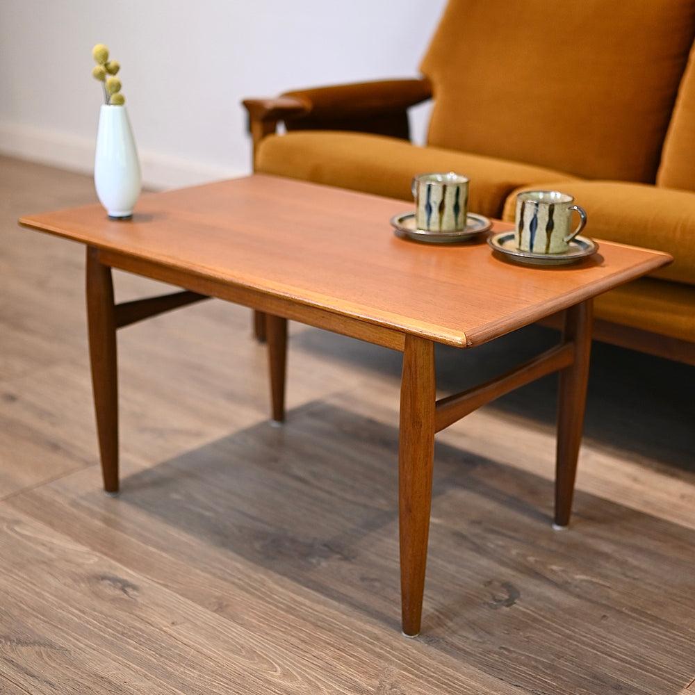 Parker Mid Century Teak Coffee Table with cigar legs Restored Refinished