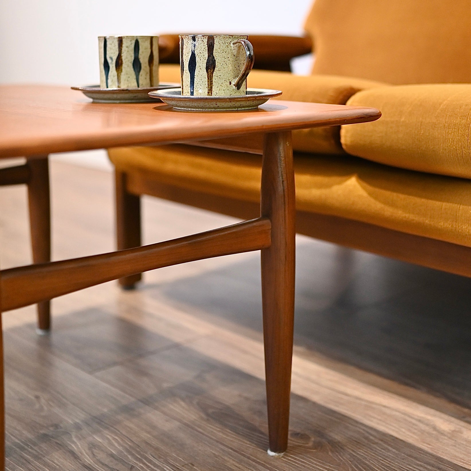 Parker Mid Century Teak Coffee Table with cigar legs Restored Refinished