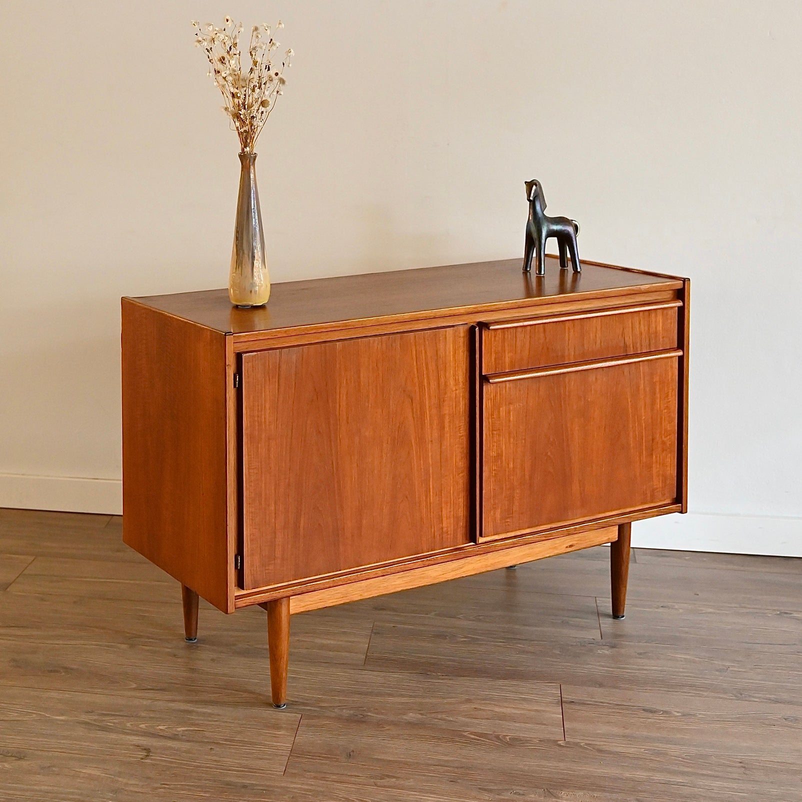 Parker Teak Lip Handle Sideboard Buffet Record Cabinet