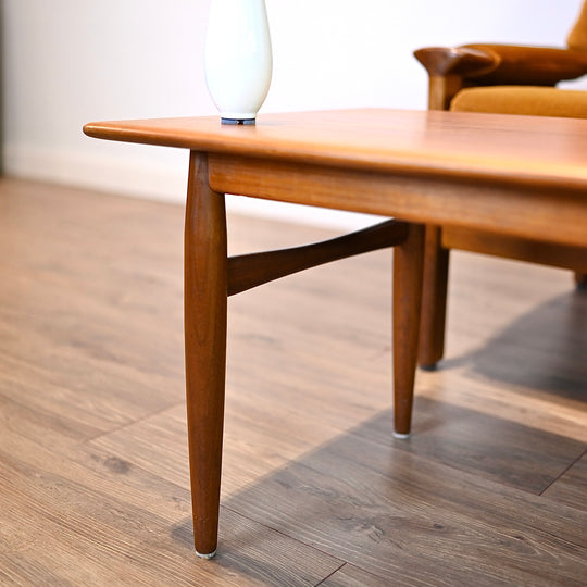 Parker Mid Century Teak Coffee Table with cigar legs Restored Refinished