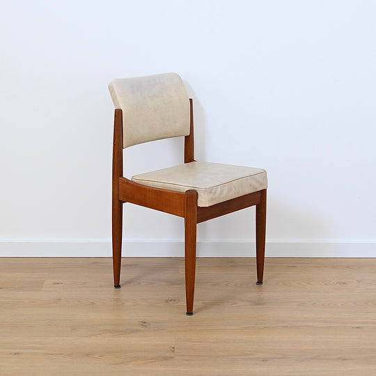 6x Mid Century Cream Vinyl Dining Chairs by Chiswell