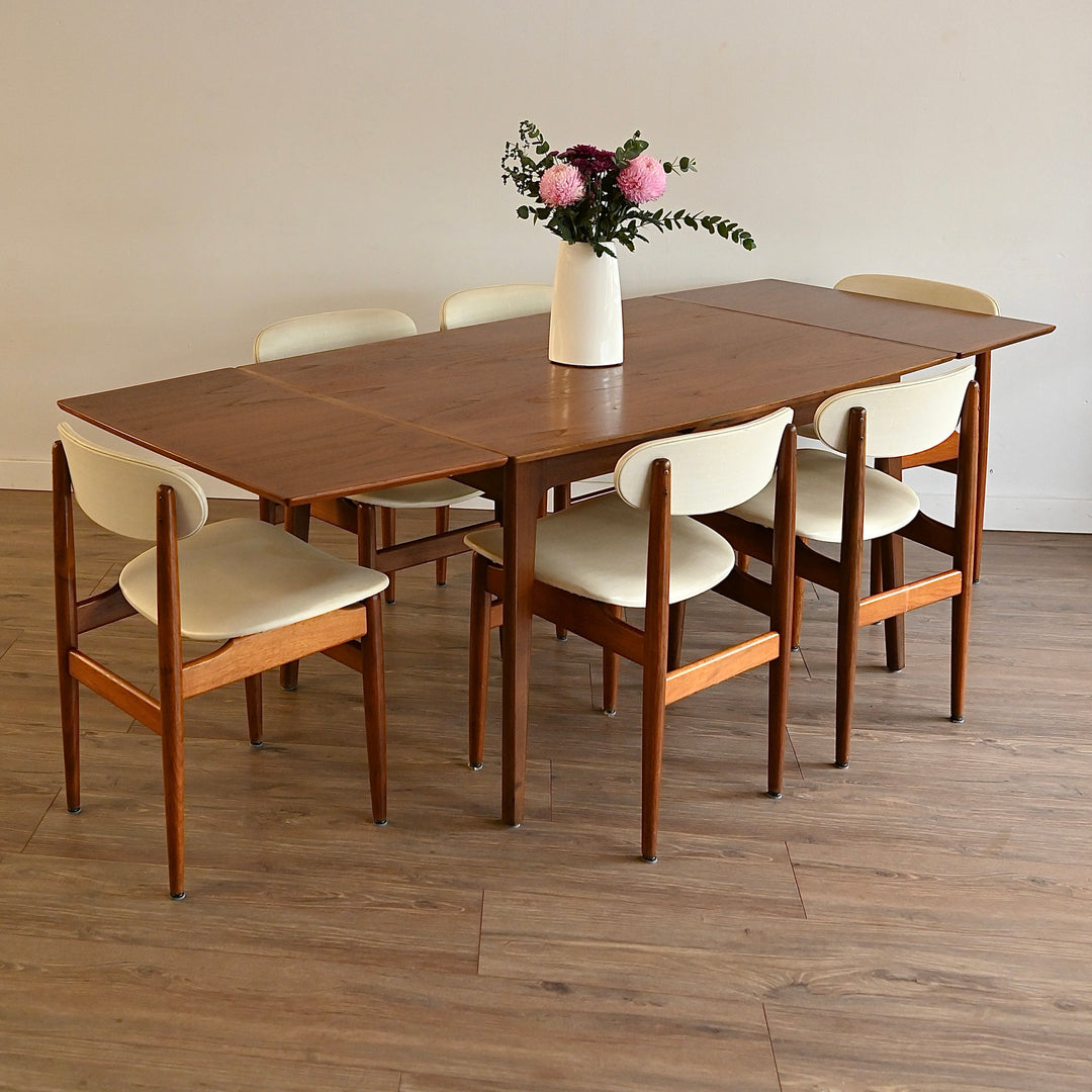 Mid Century Teak Extendable Dining Table by Noblett