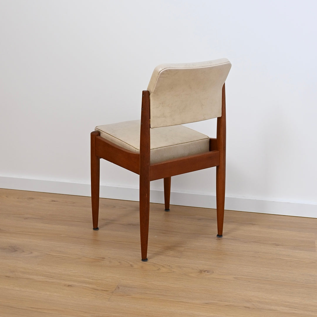 6x Mid Century Cream Vinyl Dining Chairs by Chiswell