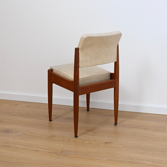 6x Mid Century Cream Vinyl Dining Chairs by Chiswell