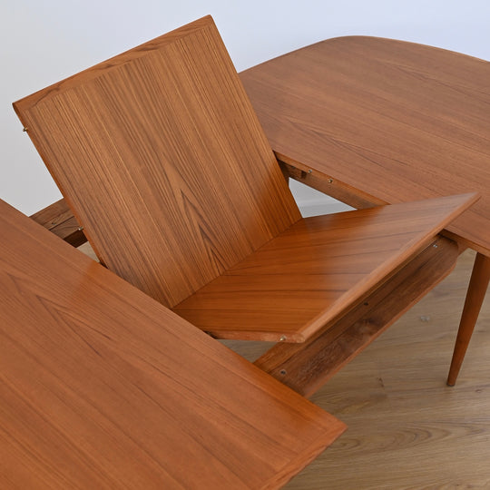 Parker Mid Century Teak Extendable Dining Table D End Elliptical