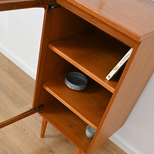 Mid Century Teak Sideboard Display China Cabinet by Noblett