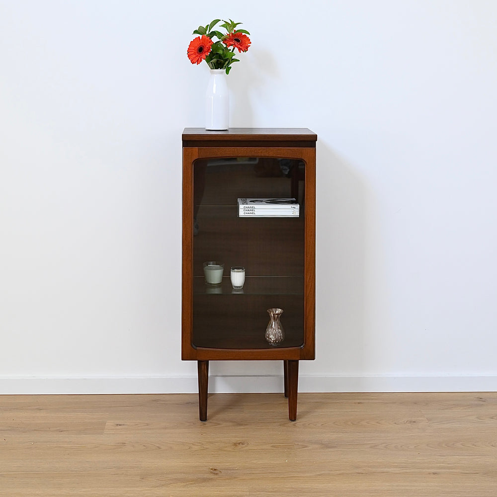 Mid Century Walnut Sideboard Display China Cabinet by Noblett