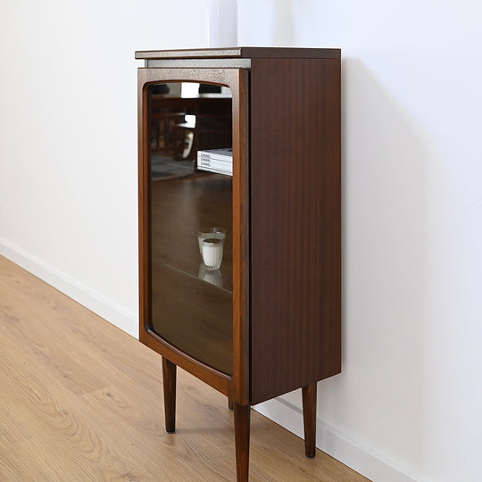 Mid Century Walnut Sideboard Display China Cabinet by Noblett