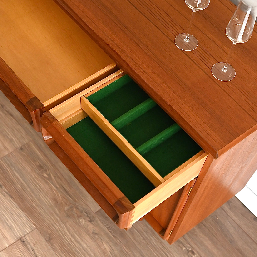 Mid Century Teak Sideboard Buffet Cabinet by Chiswell