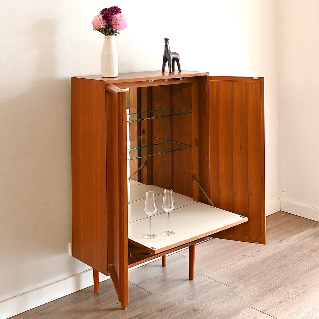 Mid Century Teak Tall Sideboard Bar Cabinet by Chiswell