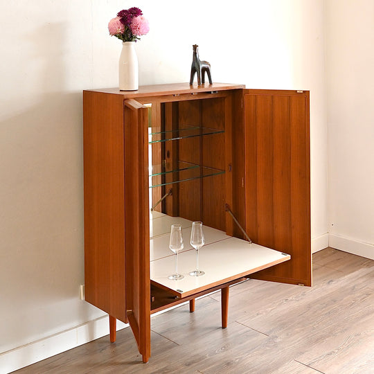 Mid Century Teak Tall Sideboard Bar Cabinet by Chiswell