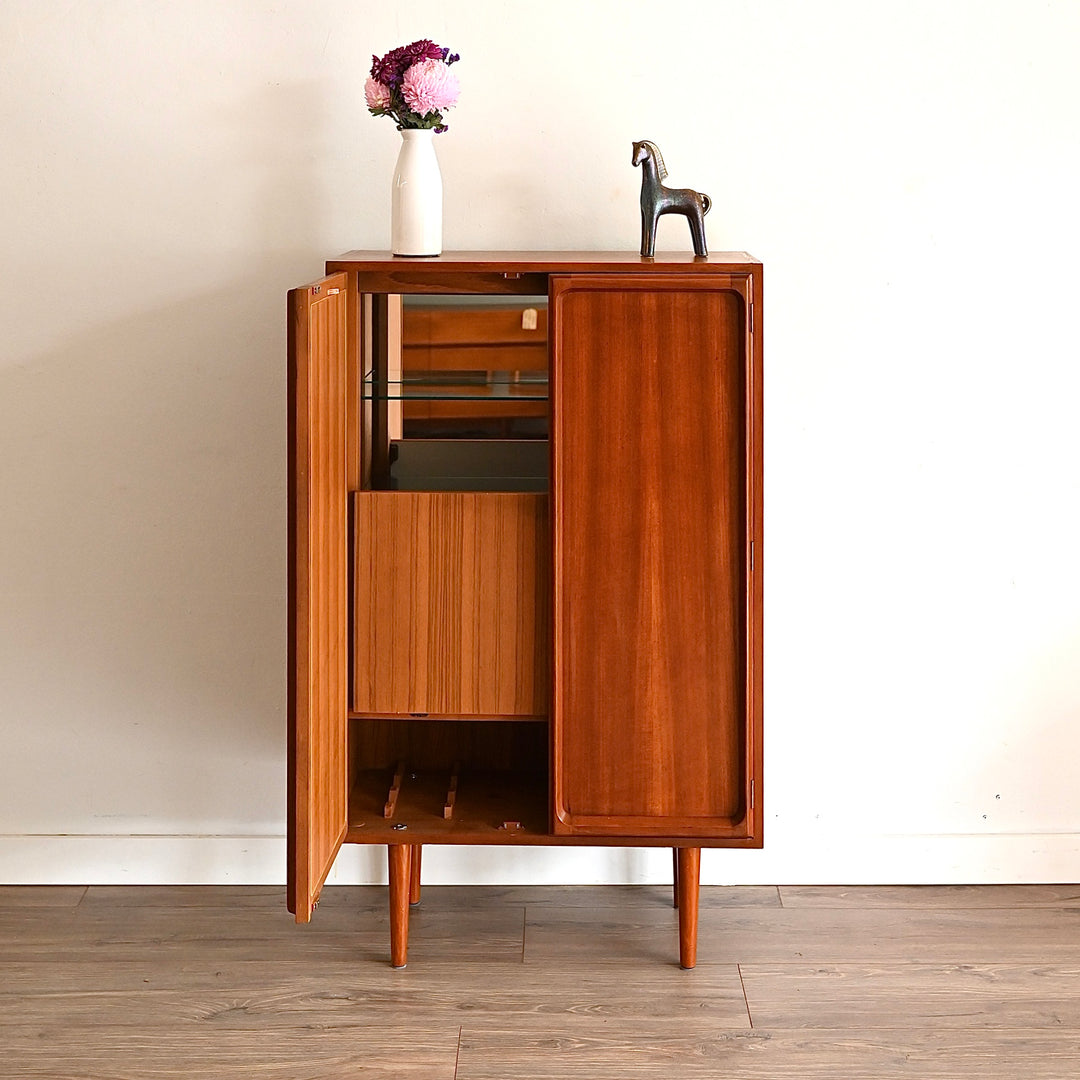 Mid Century Teak Tall Sideboard Bar Cabinet by Chiswell