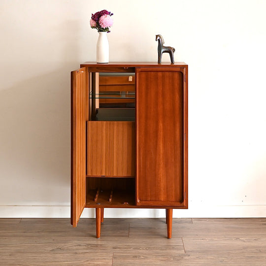 Mid Century Teak Tall Sideboard Bar Cabinet by Chiswell