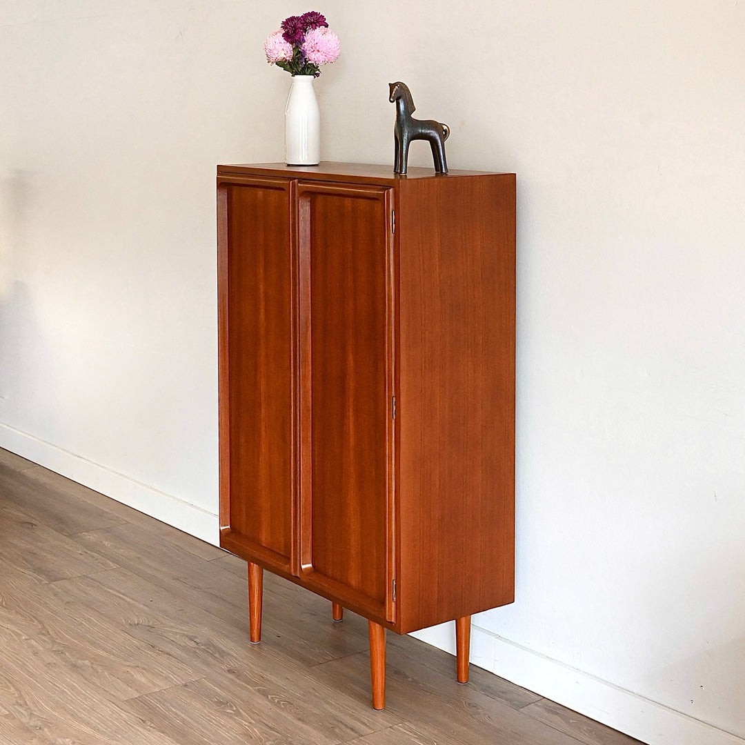 Mid Century Teak Tall Sideboard Bar Cabinet by Chiswell