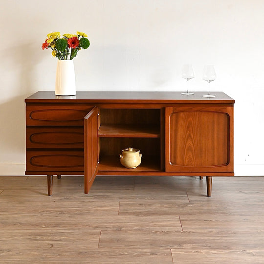 Mid Century Walnut Sideboard LP Record Cabinet by Noblett