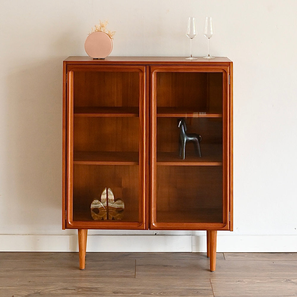 Parker Teak Glass Display Cabinet Sideboard Credenza
