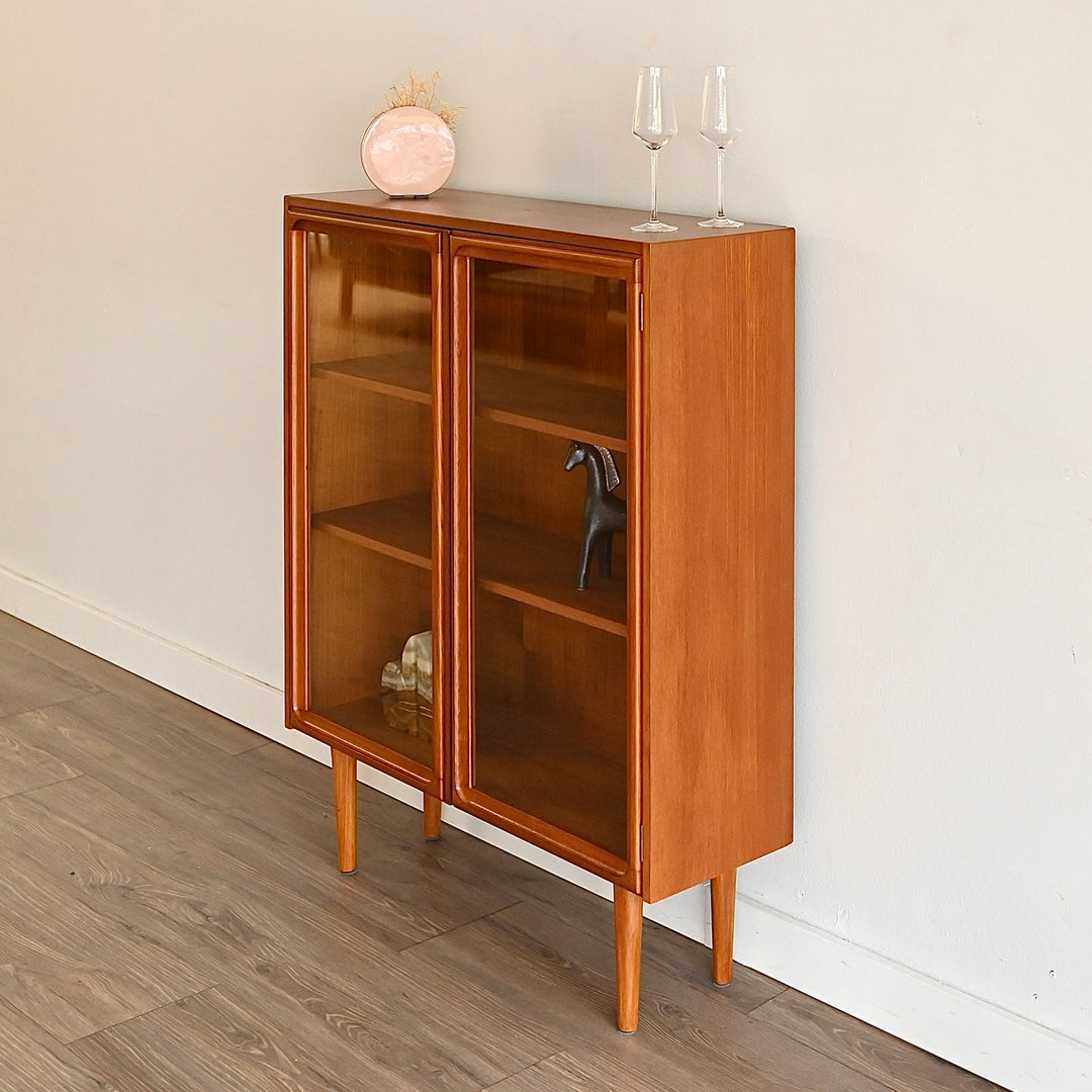Parker Teak Glass Display Cabinet Sideboard Credenza