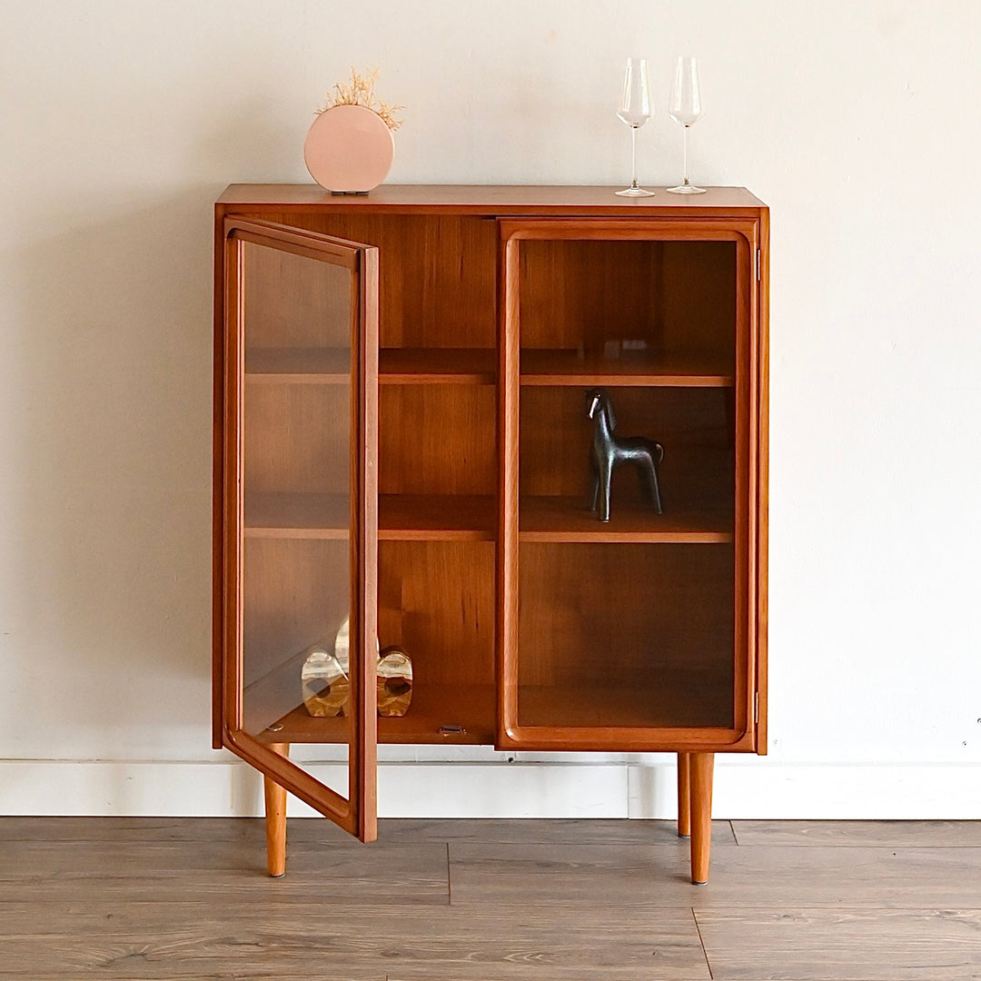 Parker Teak Glass Display Cabinet Sideboard Credenza