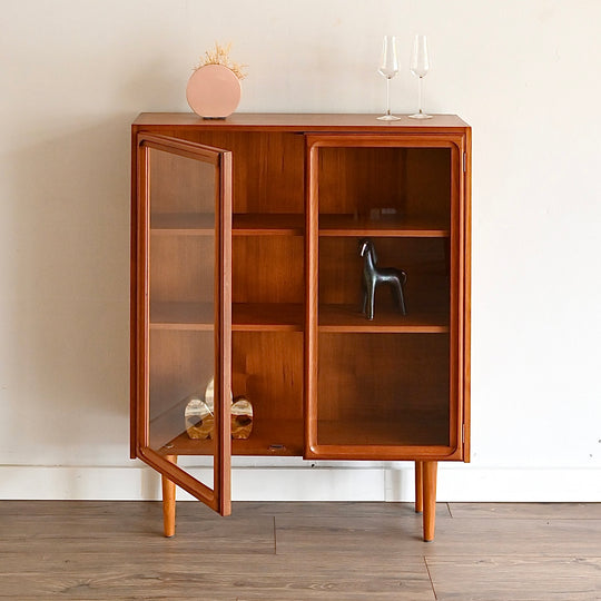 Parker Teak Glass Display Cabinet Sideboard Credenza