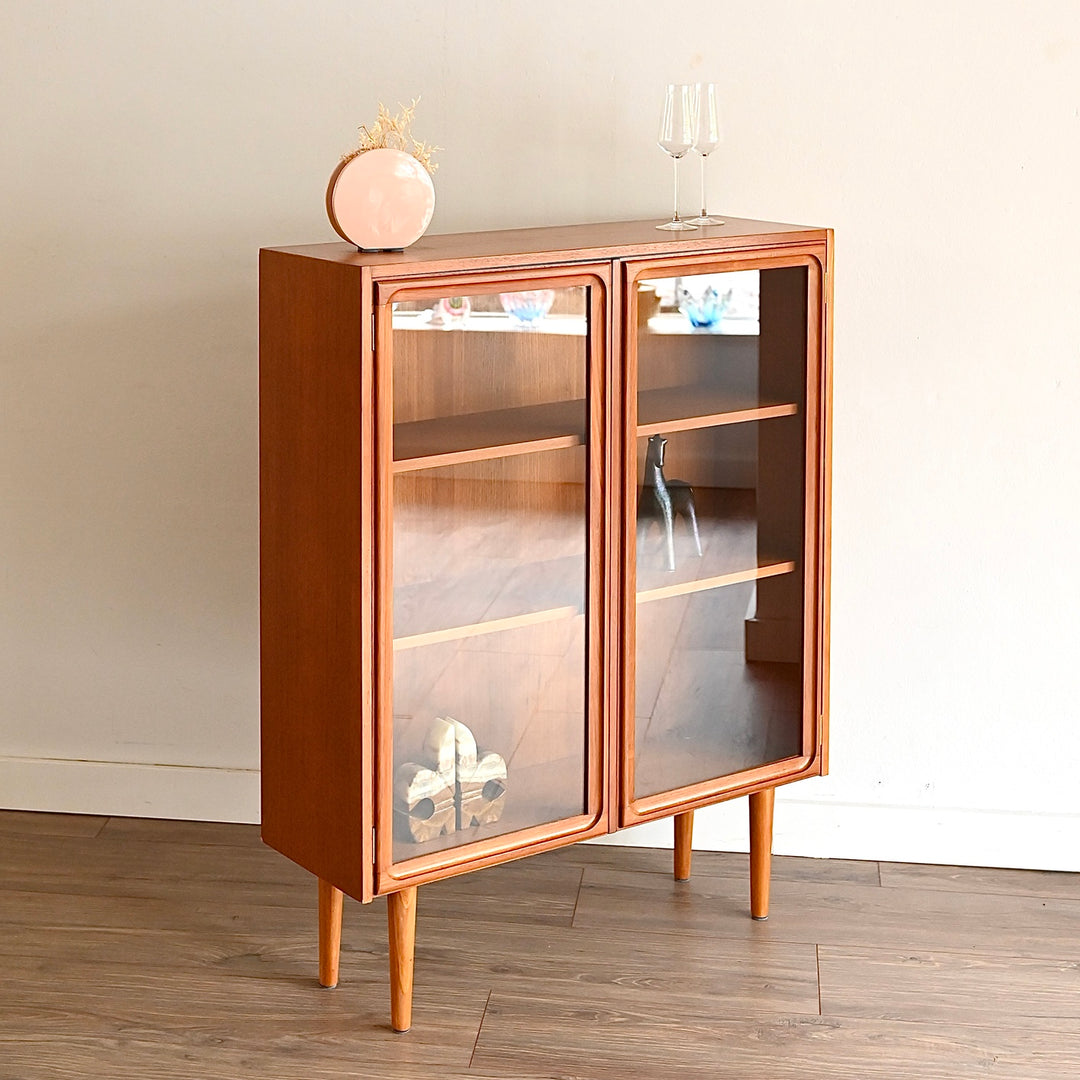 Parker Teak Glass Display Cabinet Sideboard Credenza