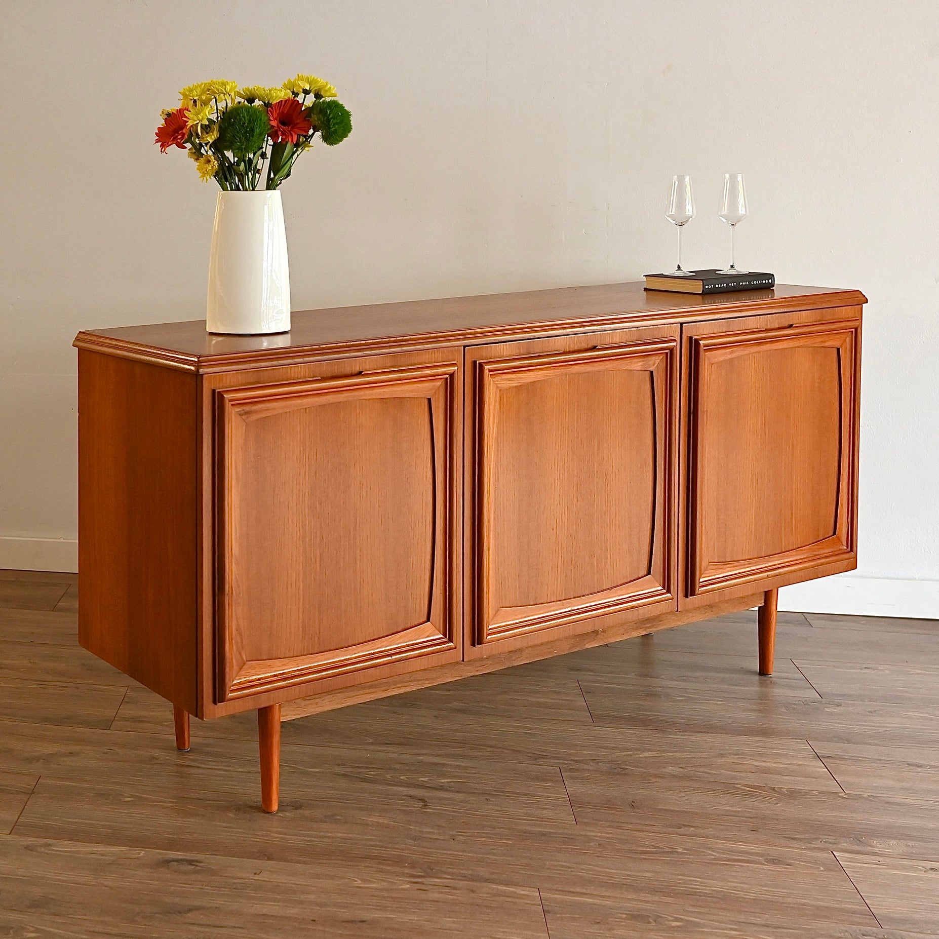 Mid Century Teak Sideboard Buffet Credenza by Burgess