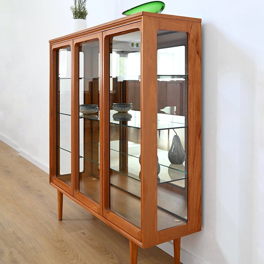 Mid Century Teak Sideboard Display China Cabinet by Chiswell