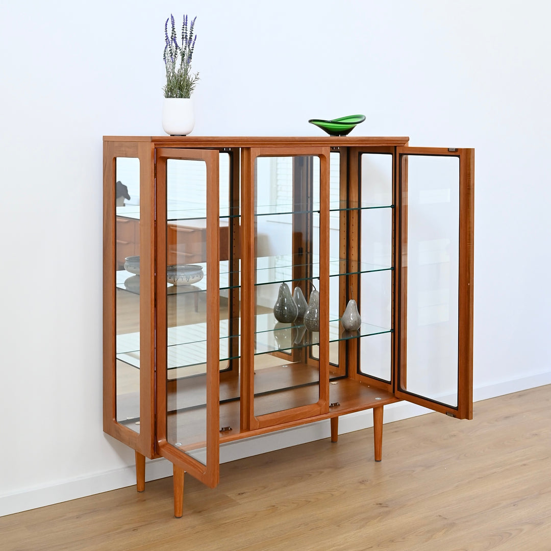 Mid Century Teak Sideboard Display China Cabinet by Chiswell