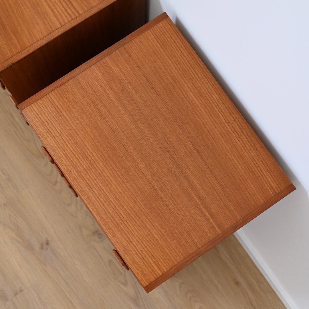 Pair Mid Century Parker Teak Bedside Tables Drawers