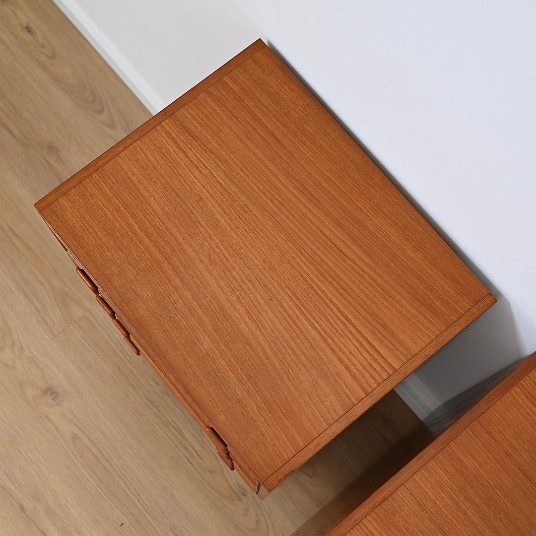 Pair Mid Century Parker Teak Bedside Tables Drawers