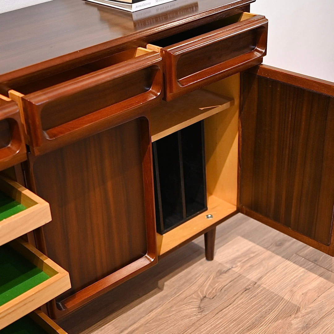 Mid Century Walnut Sideboard Buffet by Chiswell