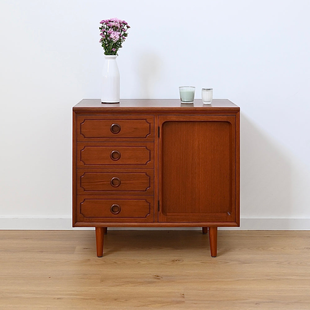 Mid Century Walnut Sideboard LP Record Cabinet with Drawers by Chiswell