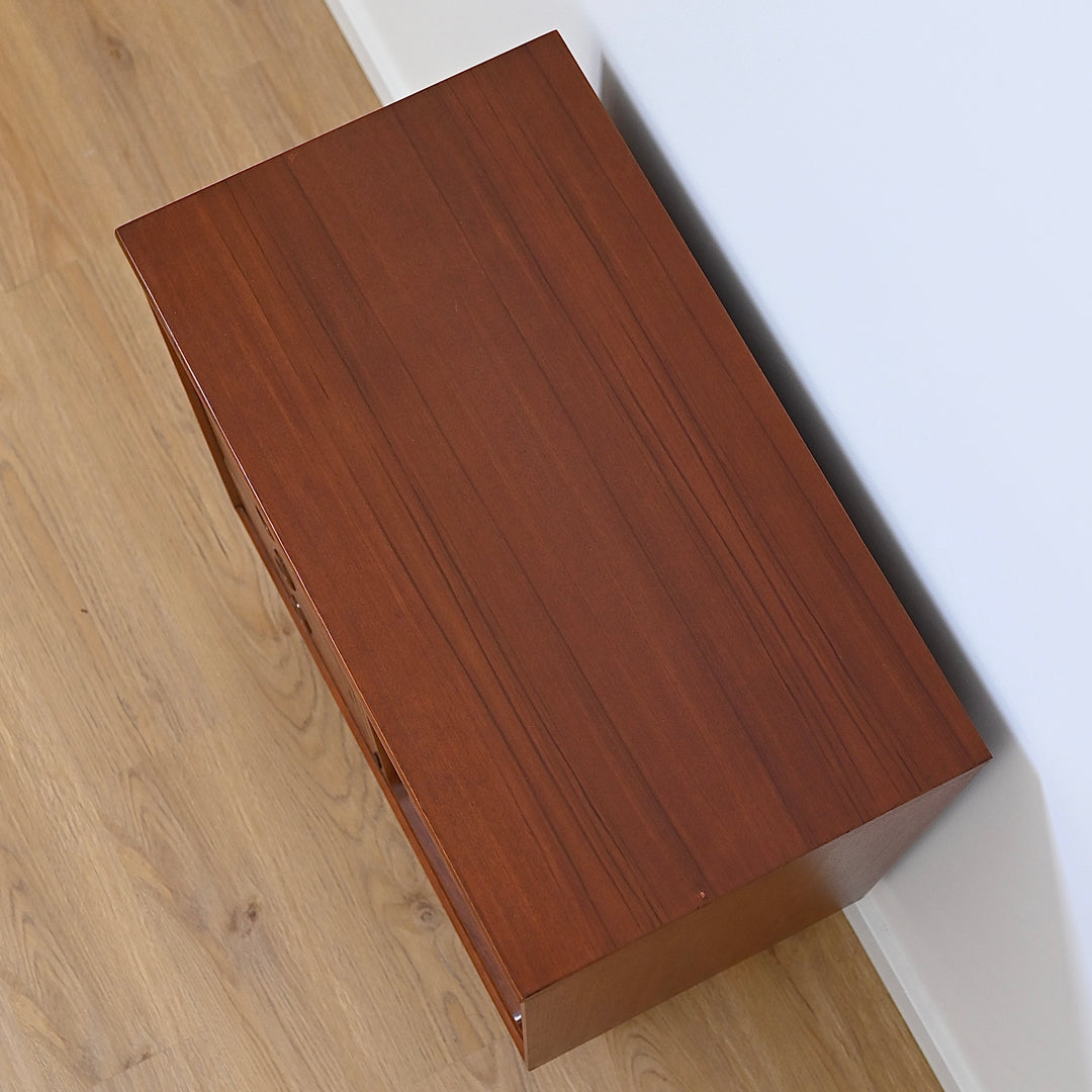 Mid Century Walnut Sideboard LP Record Cabinet with Drawers by Chiswell