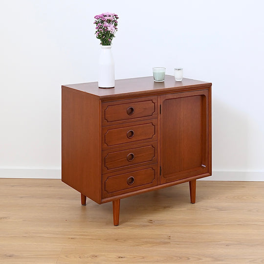 Mid Century Walnut Sideboard LP Record Cabinet with Drawers by Chiswell