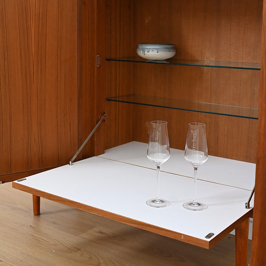 Mid Century Teak Sideboard Credenza Bar Cabinet by Chiswell