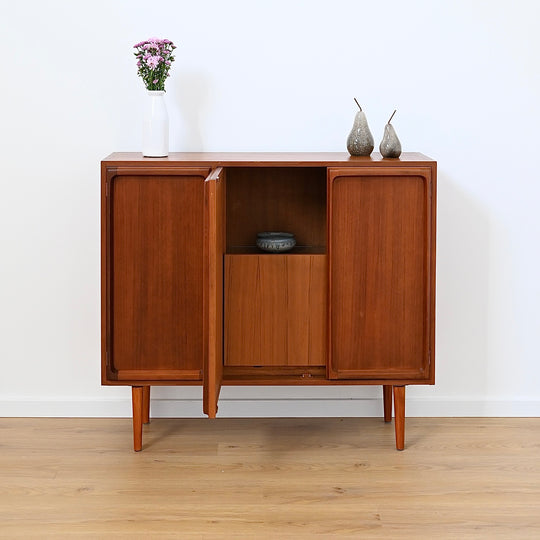 Mid Century Teak Sideboard Credenza Bar Cabinet by Chiswell
