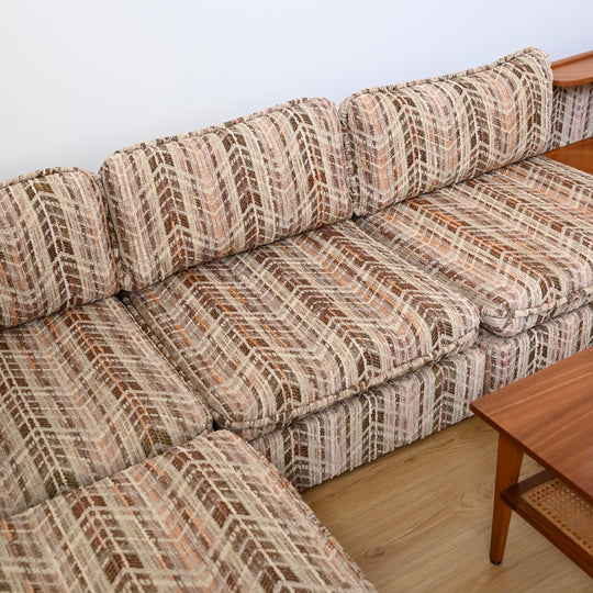 Mid Century Teak and Fabric Modular 'Checkers' Playpen Sofa