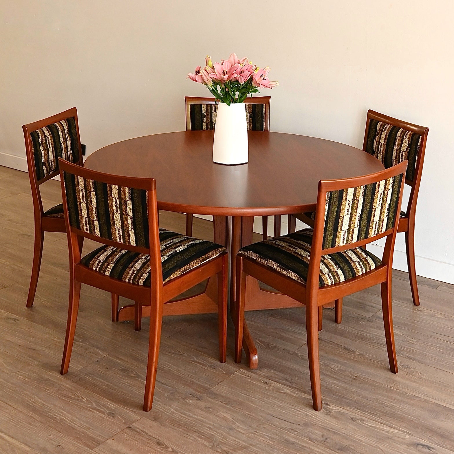 5x Parker Teak Mid Century Dining Chairs