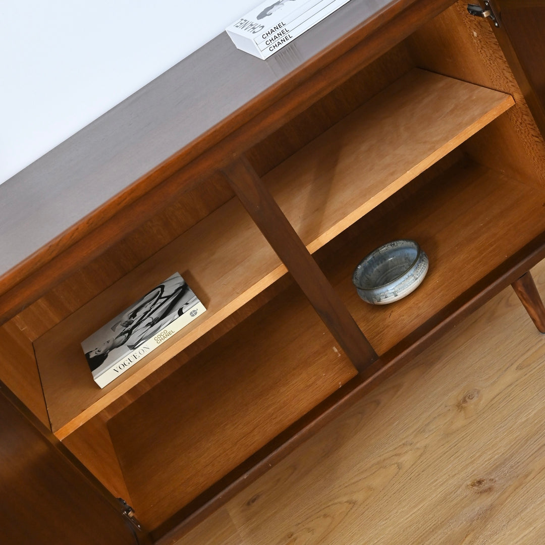 Mid Century Walnut Sideboard LP Record Cabinet by Noblett