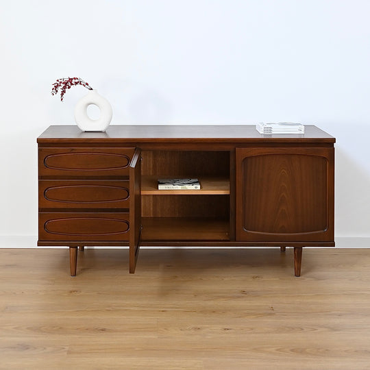 Mid Century Walnut Sideboard LP Record Cabinet by Noblett