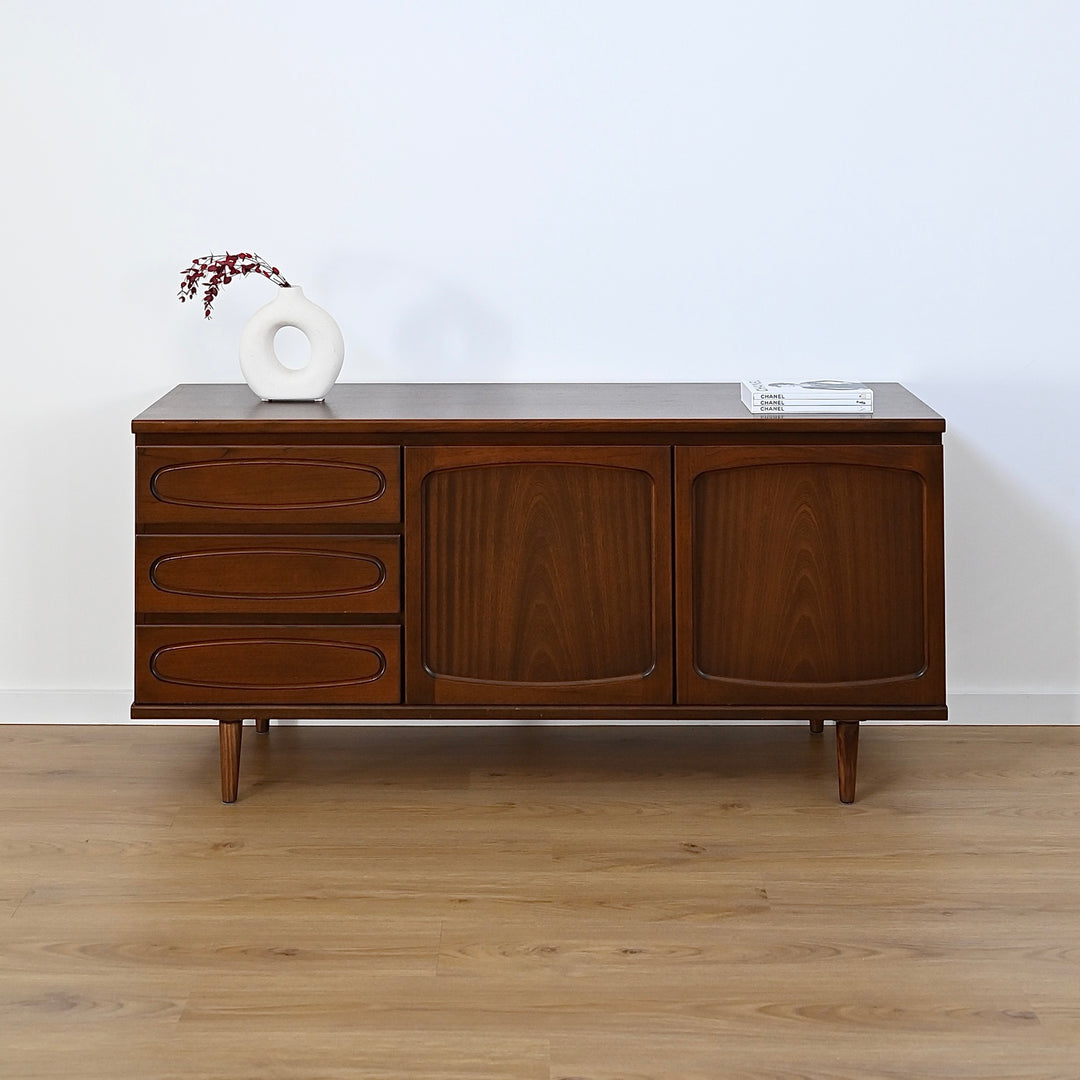 Mid Century Walnut Sideboard LP Record Cabinet by Noblett