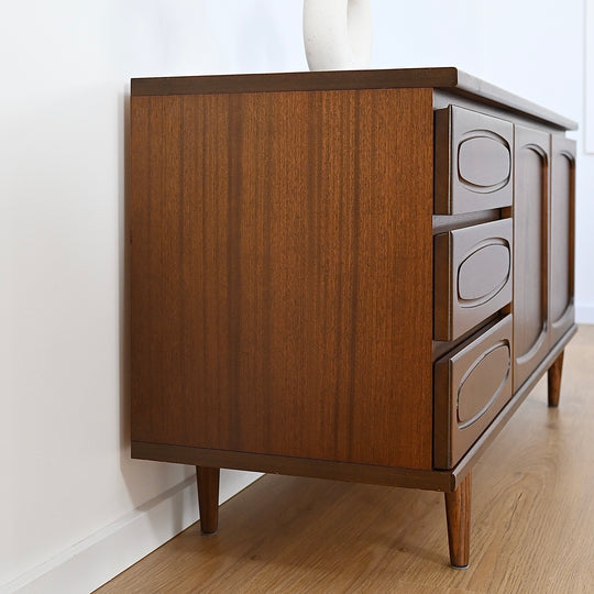 Mid Century Walnut Sideboard LP Record Cabinet by Noblett